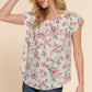 Short Tulip Slv Floral Print Woven Top