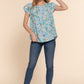 Short Tulip Slv Floral Print Woven Top