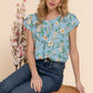 Short Tulip Slv Floral Print Woven Top