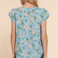 Short Tulip Slv Floral Print Woven Top