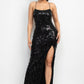 Sequin Back-crisscross Tie Slit Dress