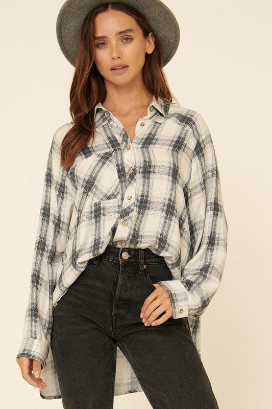 Oversized Loose Fit Plaid Shirt