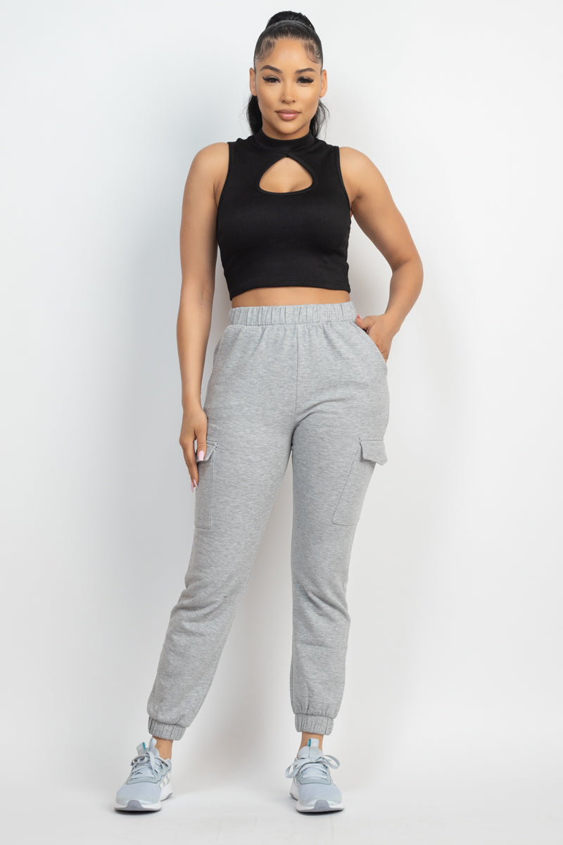 Mock Keyhole-front Crop Top