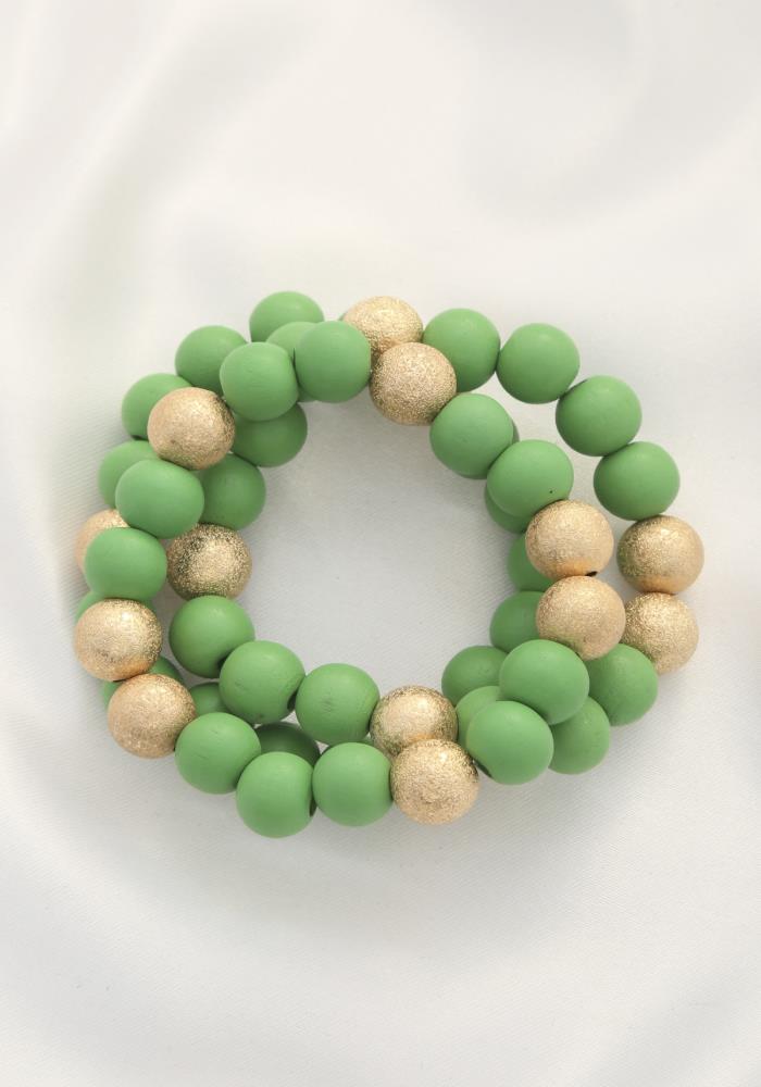 Metal Wood Bead Bracelet