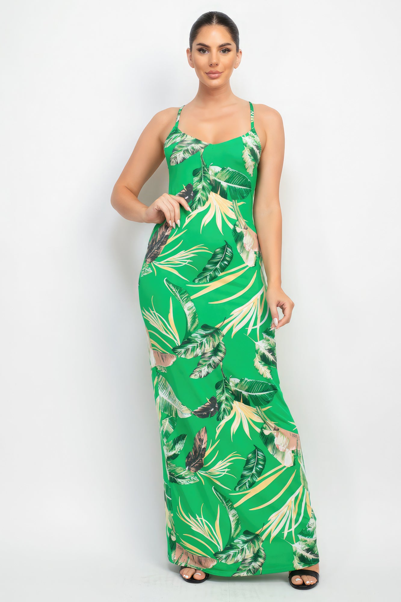 Scoop Tropical Print Maxi Dress