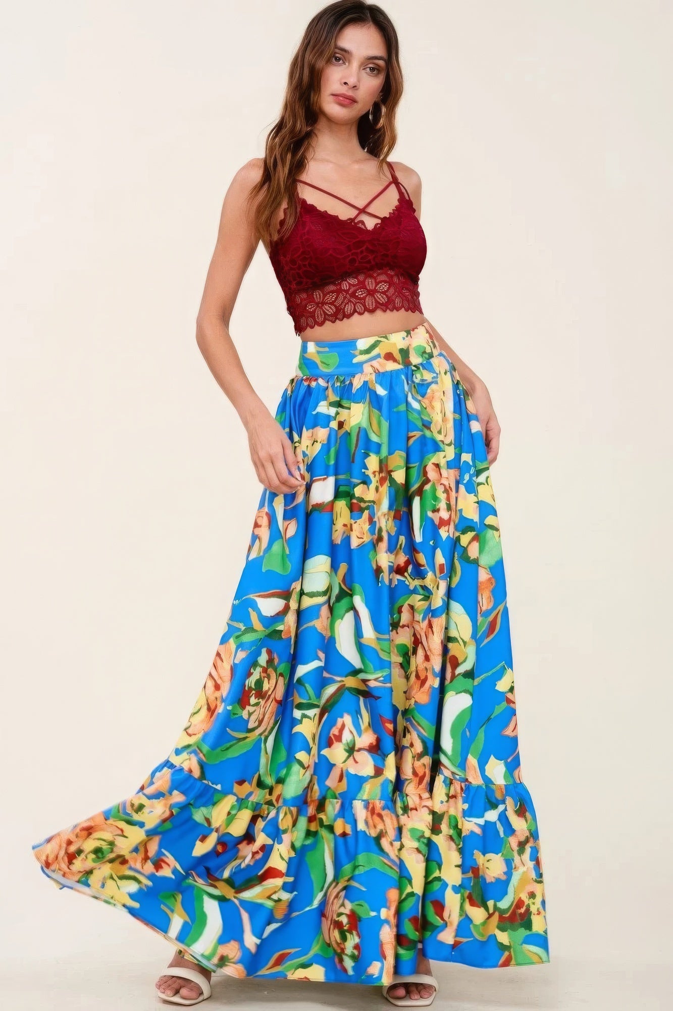 Printed Maxi Skirt With Pockets